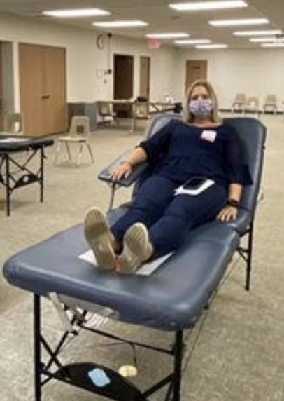 Megan Marvin donating blood to Red Cross
