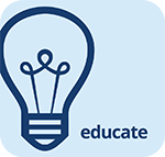 Educate icon with lightbulb in middle