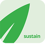 Sustain icon with green leaf in middle