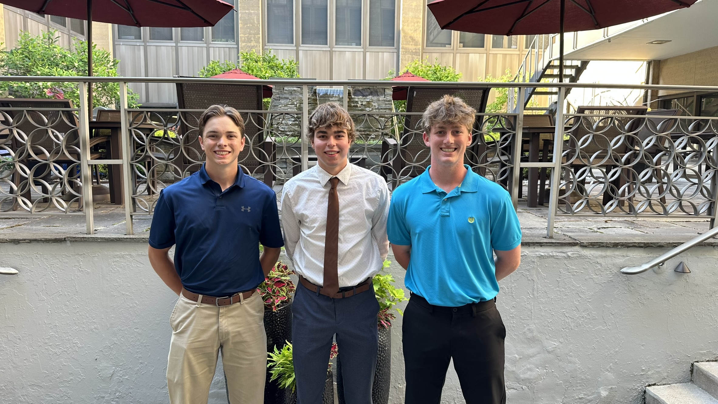 Pictured left to right are scholarship recipients Brandt Homan, Braxton Howell and Max Baumstark.